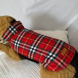 Kuoser Pet Reversible Red Plaid Winter Coat